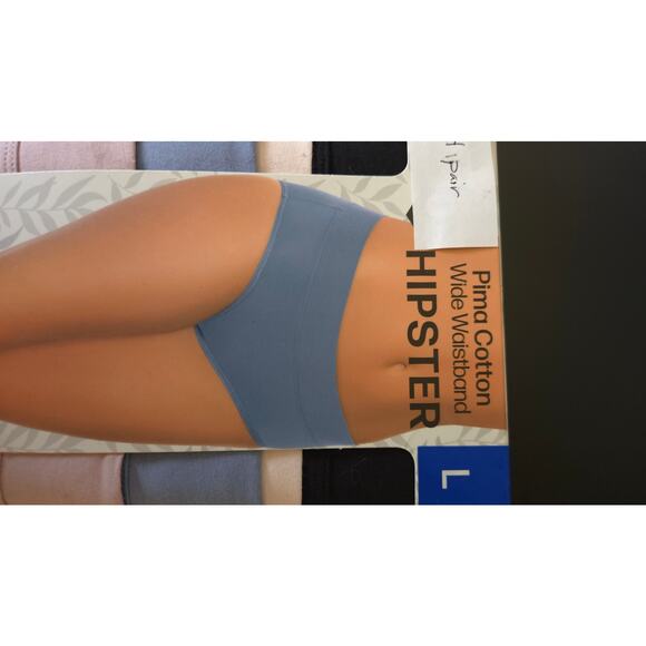 Four Pair Felina Pima Cotton Wide Waistband Hipster Panties L - Picture 2 of 3